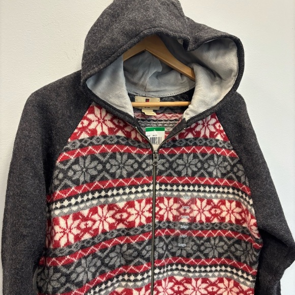 Woolrich Large Sweater Hooded Cardigan Twin Lake Fair Isle Nordic Wool Full Zip - Picture 7 of 14